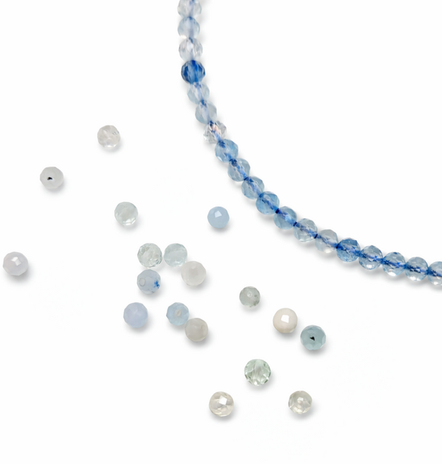 [비즈엔케이] 컷팅 아쿠아마린 3mm 원석 팔찌재료 DIY 비즈 만들기재료