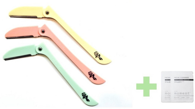 눈썹면도기 팅클로즈 9개+(일회용 폼클렌져) 도루코 눈썹칼 눈썹정리기, 9개, 분홍 노랑 초록