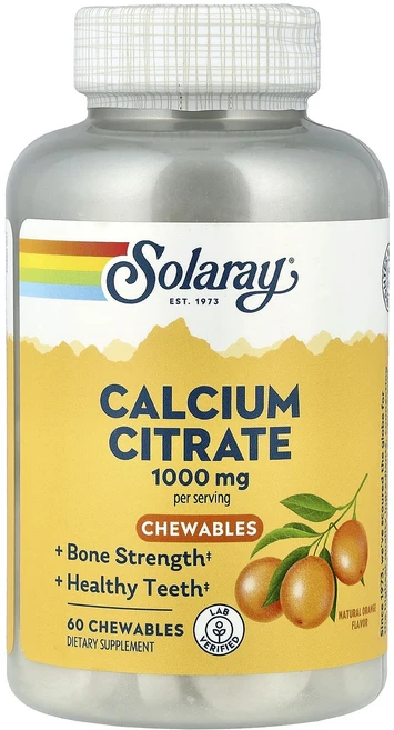 쏠라레이 칼슘시트레이트 내추럴 오렌지 250mg 츄어블 60정, 5개 - 쿠팡