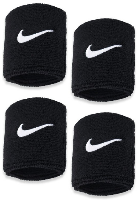 나이키 스우시 클래식 손목밴드, 블랙+블랙, 4개