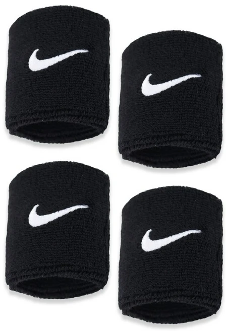나이키 스우시 클래식 손목밴드, 블랙+블랙, 4개 - 쿠팡