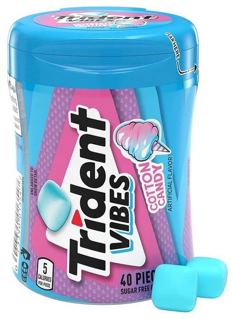 Trident Vibes SOUR PATCH 아동용 블루 라즈베리 무설탕 츄잉껌 40개 4병 (총 160개), Trident Vibes SOUR PATCH 아동용 블 - 쿠팡