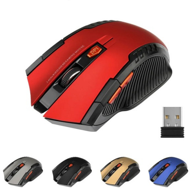 버티컬 마우스STONEGO 휴대용 무선 광학 게임 마우스 PC 노트북 컴퓨터용 USB 리시버 미니 2.4GHz, 02 Red