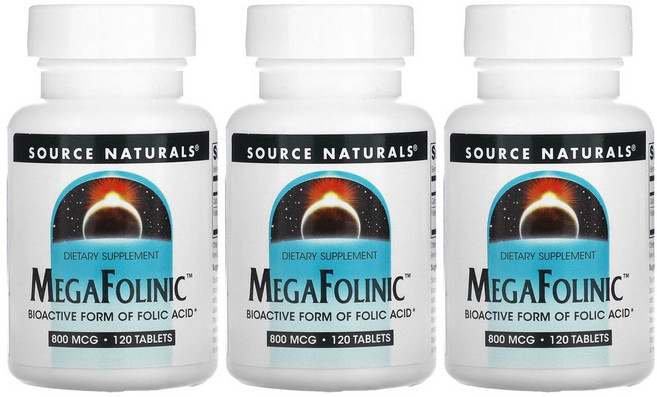소스네추럴스 엽산 메가폴리닉 800mcg 120정 3개 폴릭애시드 Folinic, 120g