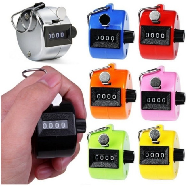 기계식 수동 카운터기 - 핸드형 4자리 숫자 계수기 - 입장 관리와 체육훈련 재고 작업용, 1개