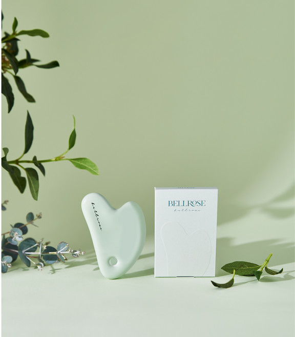 벨로즈 세라믹 괄사 얼굴 두피 바디 도자기 마사지 마사지기 도구, 리프그린, 1개