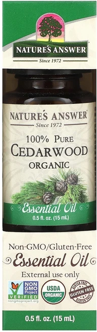 Nature's Answer 100% 순수 유기농 에센셜 오일 시더우드 15ml(0.5fl oz), NaturesAnswer100순수유기농에센셜오일시더우드, 1개, 15ml - 쿠팡
