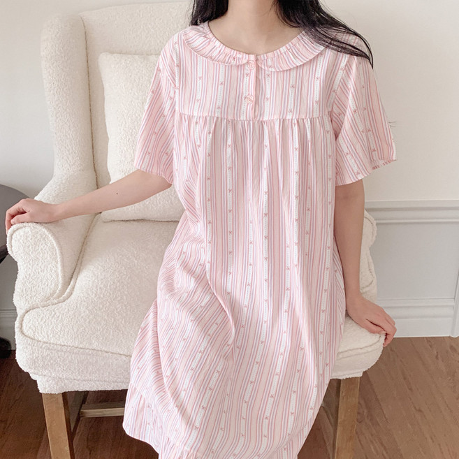 투위 여름 여성 홈웨어 반팔 잠옷원피스 소프트스킨 파자마