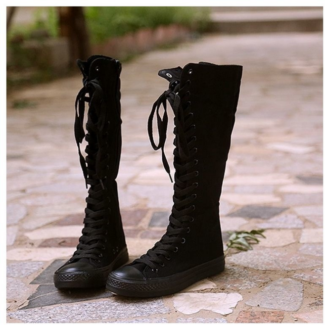 화이트 하이탑 캐주얼 키높이 스니커즈 지퍼 롱부츠 무대공연 부츠 캔버스