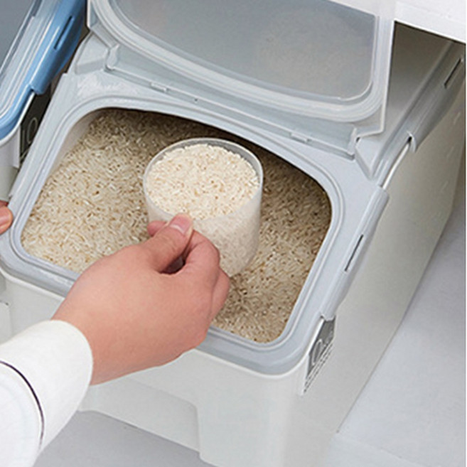 서랍형 디스펜서 주방용 밀폐 쌀통 10kg 잡곡 사료 보관통, 1개, 라이프원 그레이15kg