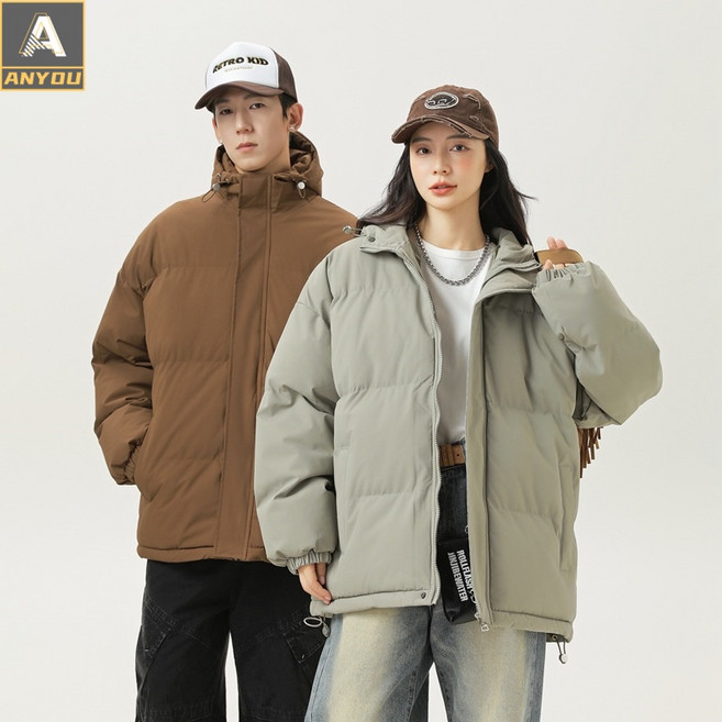 ANYOU 기모 후드 패딩 점퍼 남녀공용 추동 빅사이즈 방한 아우터