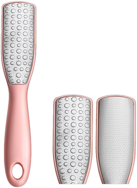 발 각질 제거기 양면 사용 스테인레스 풋케어, 핑크