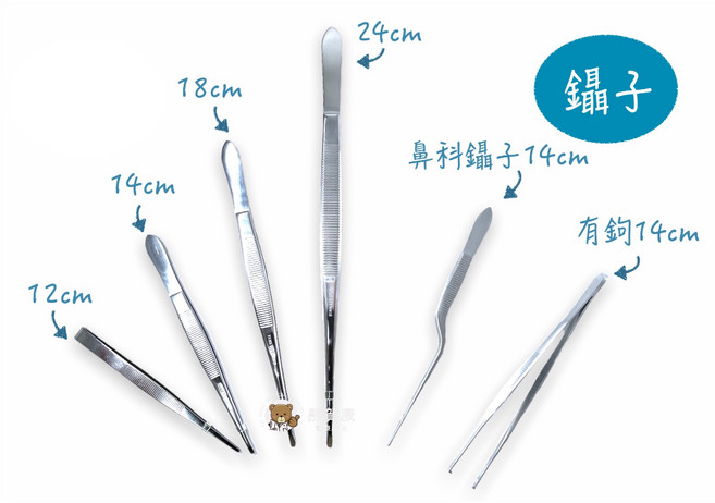 醫療級不鏽鋼鑷子組 棉花夾、醫用鑷子 精準夾取 衛生安全, 1個, 鑷子 24cm