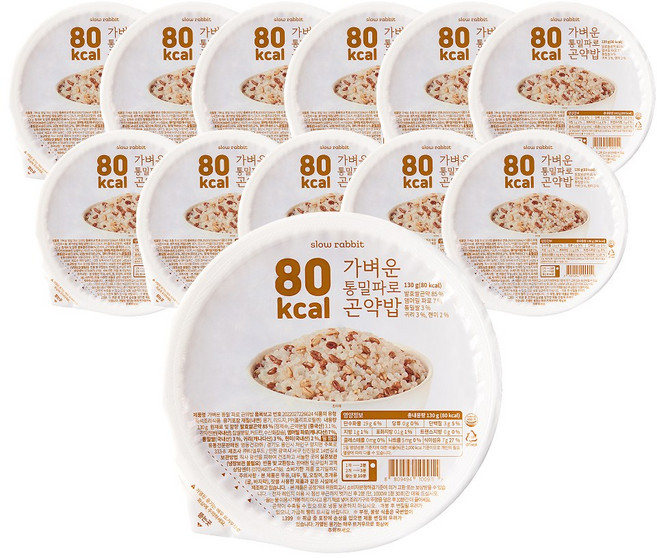 슬로우래빗 80kcal 가벼운 통밀파로 곤약밥, 12개, 130g