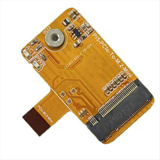 Raspberry Pi 5 PCIE to M.2 NVME SSD HAT 통합 FPC 및 차동 일치 설계 2230 NVME SSD 확장 보드, 노란색