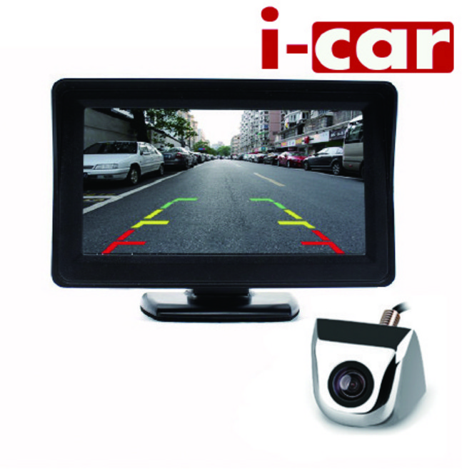 아이카 풀세트 후방카메라 후방모니터, 4.3인치 거치 후진 자동 풀세트 블랙카메라 6M
