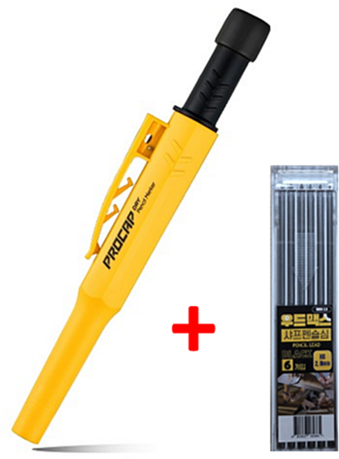 모나미 목공샤프 2.8미리 프로캡 목공용 목수용 연필 마킹펜 펜슬, 백색심추가(6EA)