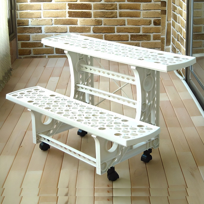 화분정리대 받침대 선반 진열대 인테리어선반 2단3단, 03.이동식 화분정리대2단, 1개