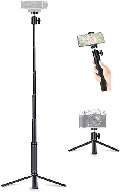 JCWINY 76.2cm(30인치) 높이 웹캠 스탠드 삼각대 확장 가능한 데스크탑 테이블 탑 웹 카메라 마운트 알루미늄 책상 로지텍 Brio C925e C922x C930e C
