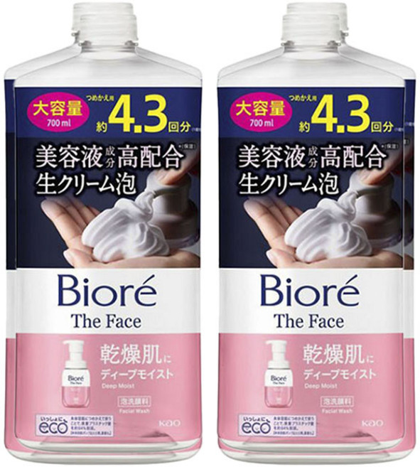 Biore 蜜妮 THE FACE 深層保濕潔面乳 補充包, 2個, 700ml