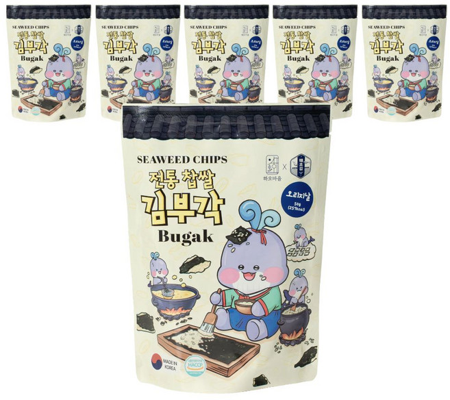 태초김 찹쌀 수제 김스낵 시즈닝 김부각 오리지날맛, 6개, 50g