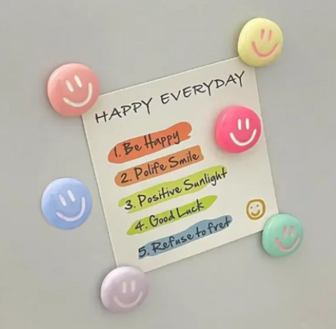 글로우엘 스마일자석 인테리어 냉장고 현관문 자석 마그네틱 6p, 멀티(혼합)컬러