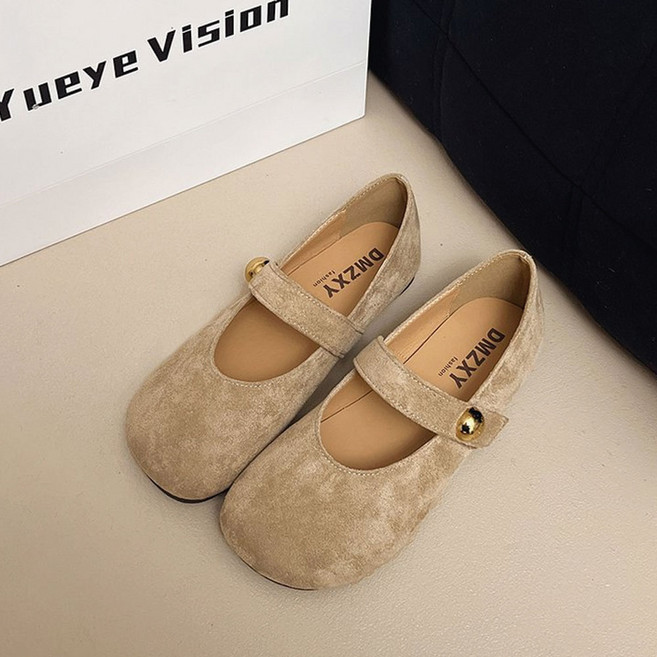 여성 구두 1cm 225-250mm 스웨이드 단화 메리제인 플렛슈즈
