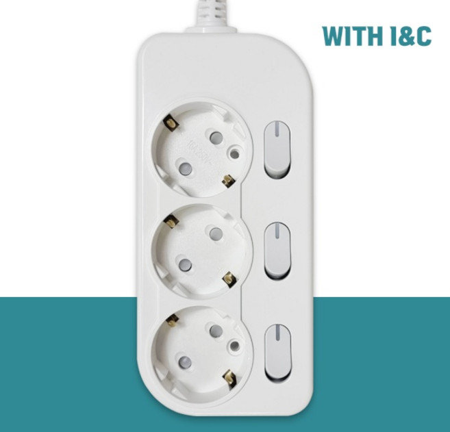 (위드아이엔씨) 멀티탭 (3구/16A/개별) (1.5M), 1개, 1.5m