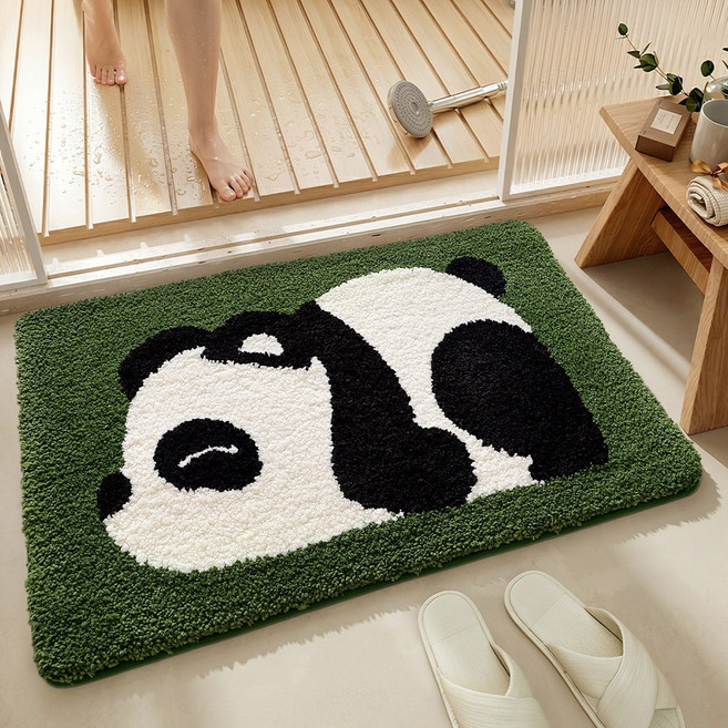 DEXI 부드러운 도톰 극세사 욕실 화장실 현관 미끄럼방지 논슬립 프리미엄 욕실 발매트, 미니팬더