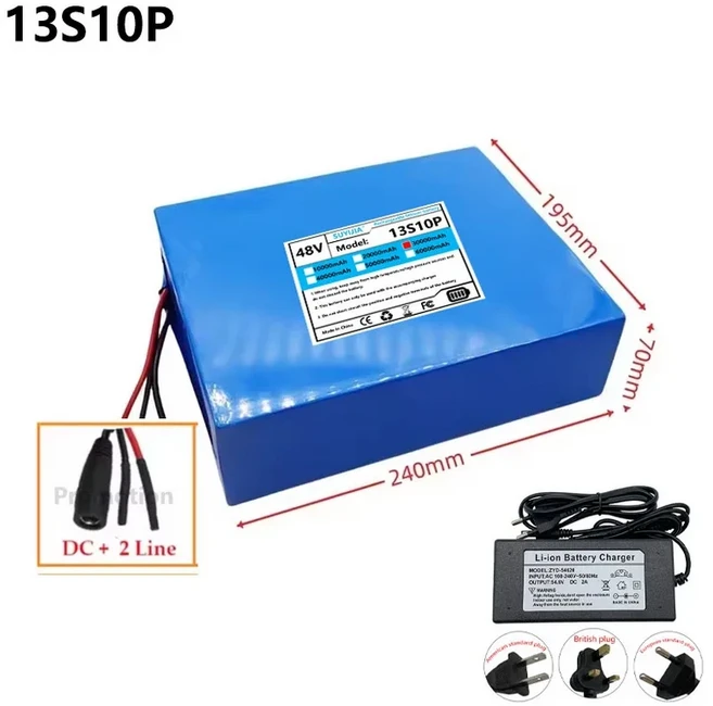 빠른 항공 운송 신형 풀 용량 18650 리튬 배터리 48V30ah 13S10P 250-2000W에 적합