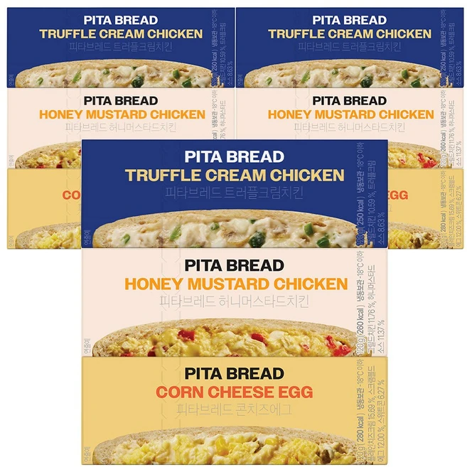 그로서리서울 피타브레드 3종 전체 혼합 든든한 식사대용 간편식, 9개, 120g - 쿠팡