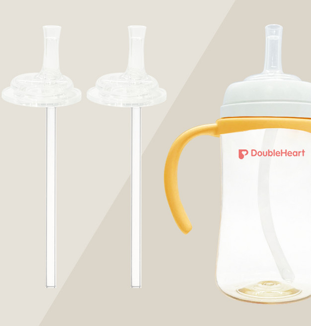 베베캔 더블하트 젖병호환 빨대컵키트 (일반빨대 젖꼭지 리필세트 + 젖병손잡이), 1세트, 일반빨대세트 + 젖병손잡이(오렌지)