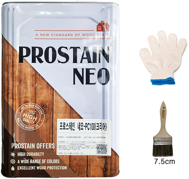 KCC 프로스테인 목재용 스테인 + 사은품 증정(목장갑+붓), 1개, 16L, 체스트넛(XC221)