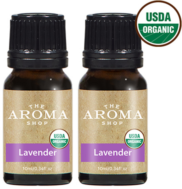 더아로마샵 USDA 유기농 에센셜오일 디퓨저 아로마테라피 숙면 힐링, 2개, 10ml, 라벤더 유기농 에센셜오일