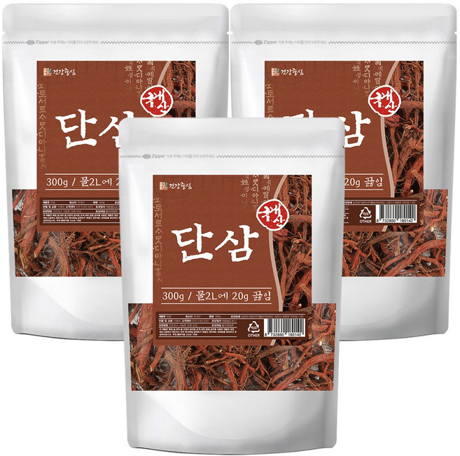 건강중심 국산 단삼 말린 단삼뿌리, 3개, 300g