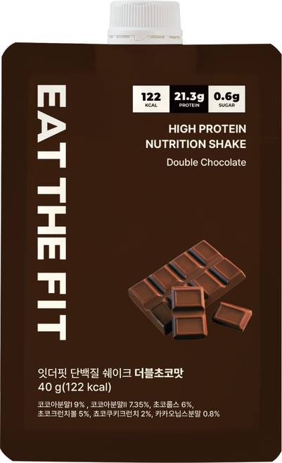잇더핏 단백질 쉐이크 파우치 더블초코맛, 1개, 40g