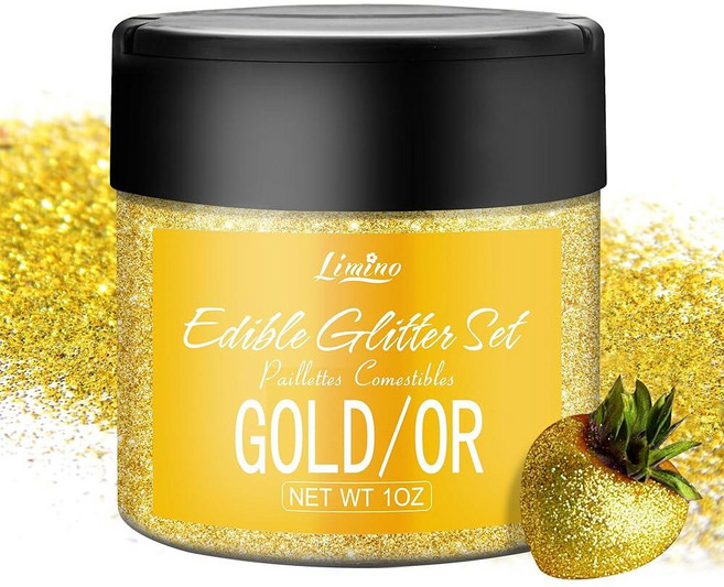 식용 글리터 30g 광택 먼지 메탈릭 식품 등급 컬러링 음료 베이킹 케이크 장식용 아이싱 칵테일 사탕용 파우더 쉬머 스프링클 유니콘 191931, 골드, 1개