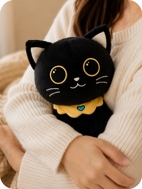 부엉키티 클래식 감성인형 24cm 국내제작 정품 KC인증, 블랙, 1개