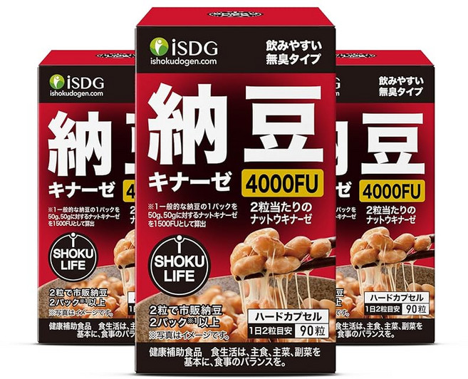 의식동원닷컴 iSDG 낫토키나아제 4000FU 고농축 낫토키나아제 무맛 무취 비타민 K 제거 완료 낫또키나제 낫토균 국내 제조 90정 45일분*3개 세트