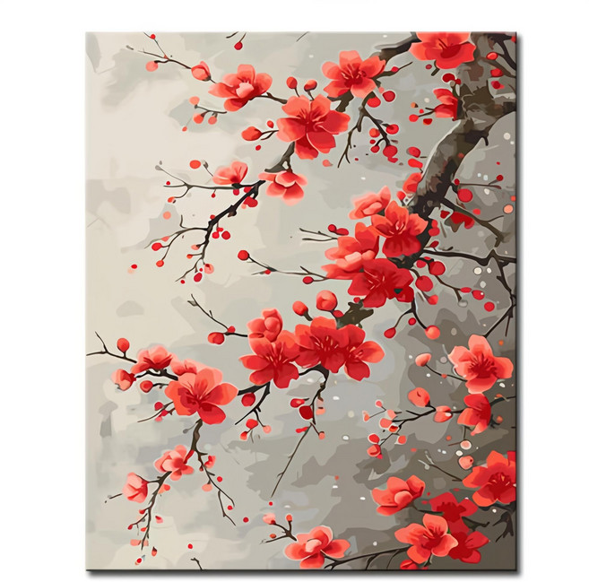 DIY캔버스페인팅 명화그리기 액자 그림 세트 유화 - 풍경 40x50, L149_홍매화, 1개