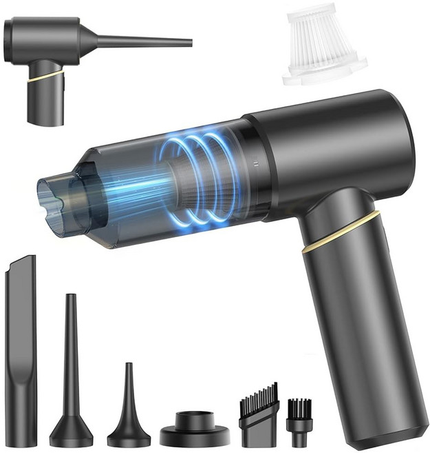 BSRCO 핸드헬드 진공 무선 충전기 15 000PA 강력 흡입 차량용 진공청소기 1 25파운드 경량 및 세척 가능한 필터 에어 더스터 가정 자동차 반려동물용, Bla, Black