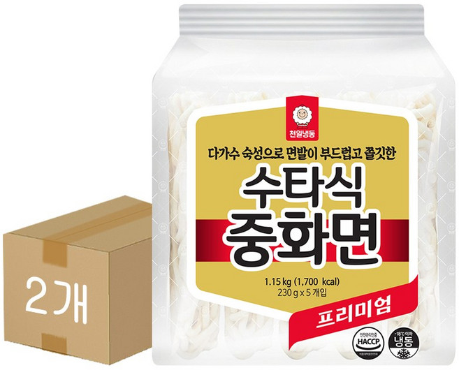 천일식품 수타식 중화면 1.15kg(230gx5개) 2개, 1.15kg