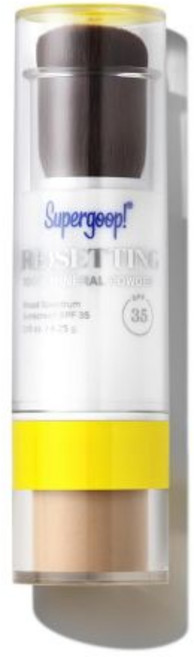 슈퍼구프 리 세팅 페이스 파우더 SPF 35 광범위 자외선 차단 미네랄 선스크린 0.15oz 번들거림 방지 매트한 마무리 간편한 304173, Medium