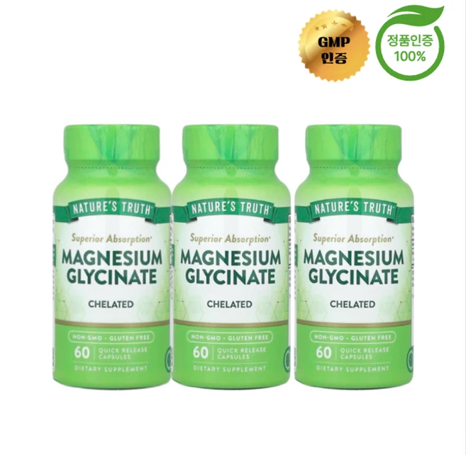 2+1 네이처스 트루스 글리신 마그네슘 킬레이트화 100mg 빠른방출 60정, 3개 - 쿠팡