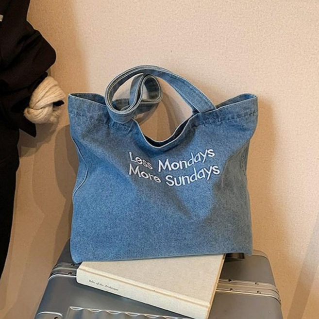 [슈퍼세이브] 데일리 데님 여성 숄더백 에코백 보조가방 2칼라