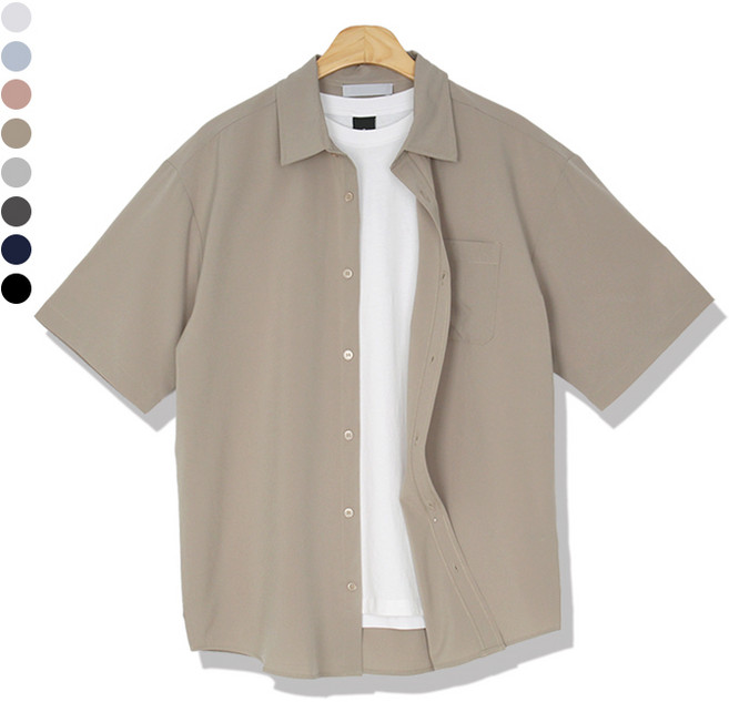 오마보이 남성용 다림질 필요없는 소프트터치 반팔 셔츠