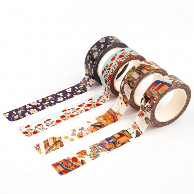 단청 마스킹테이프 4종세트 민화 다꾸마테 선물포장, 1세트, 1 민화 마스킹테이프 4종