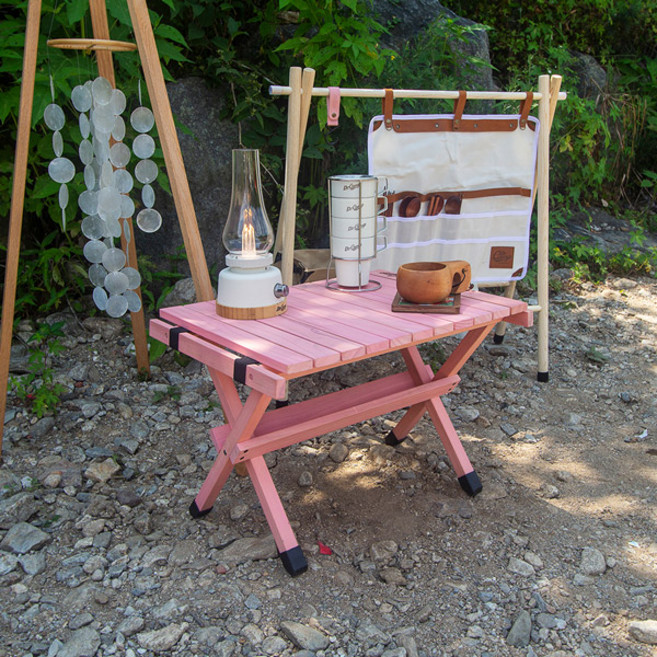 캠핑 미니 우드 롤테이블 경량 사이드 접이식 백패킹, 1개