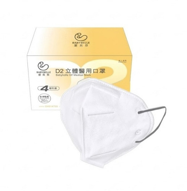 愛貝恩 D2/TN95 醫用口罩 20入, 1個, D2/TN95醫用口罩 灰耳 20入/盒, 灰耳