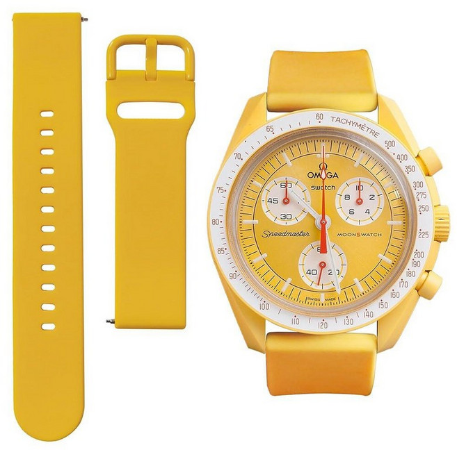 오메가 X Swatch 스와치 문Swatch 시계 스트랩 스피드마스터 20MM 퀵 릴리즈 고무 교체용 밴드 브라운 그린. 클래식_180180, 옐로우_180180